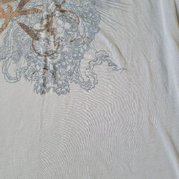 Vintage Y2K Stranded Large Blue Distressed Japanese Dragon T Shirt Mens - Picture 3 of 5